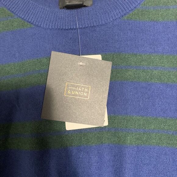 14th & Union Blue Green Striped Long Sleeve Sweater Mens XL NWT Cashmere Blend - Picture 5 of 10